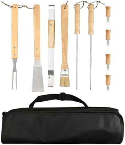 Grill Utensils Set, 10 Pieces Barbecue Kitchen Kit – Kitchen Utensils with Spatula and Tongs in Portable Bag for Meetings and Gardens