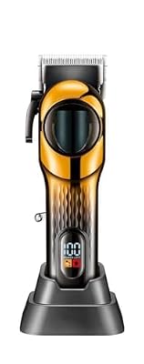 DAXXIN Hair Cutting Tool, Professional Intelligent Digital Rechargeable Hair Clipper with Gradient Ribbon Base Adjustable Electric Push Shear(Yellow)
