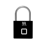 HIFAM Fingerprint Padlock, Keyless Biometric Gate Locks for Outdoor Fence Storage Gym, Smart Lock with USB Rechageable (Black)