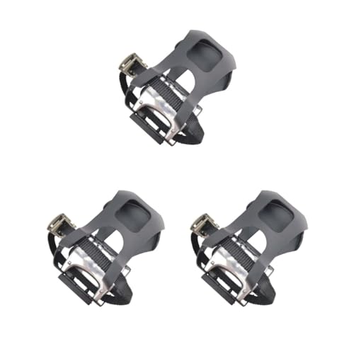 Juego de 3 pedales de bicicleta con clips para los dedos y correas, pedales de bicicleta para montar en interiores, 12 x 8 cm