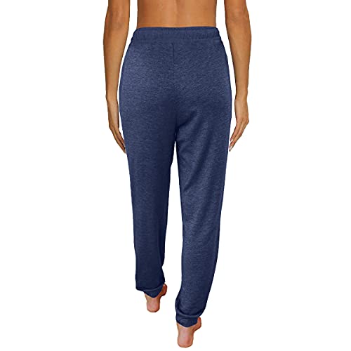 Automet Baggy Sweatpants For Women With Pockets-Lounge Womens Pajams Pants-Womens Cinch Bottoms Joggers For Yoga Workout Navy Blue #TOP2