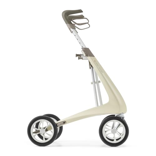 Image of byACRE Carbon Ultralight Rollator Walker, 10.6 lbs, Oyster White, Compact