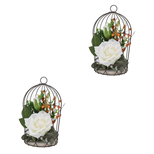 IMIKEYA 2pcs Artificial Birds Cage Adornment for Dining Table Festival Simulated Decor