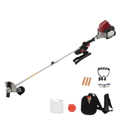 GSHIOIO Weed Wacker, 35.88cc 4 Stroke Gasoline Engine Lawn Edge Grass Trimmer 2 Blade Cordless Gas Weed Eater Trimmer Brush Cutter 8500RPM for Agriculture, Gardens Family Lawn Mowing
