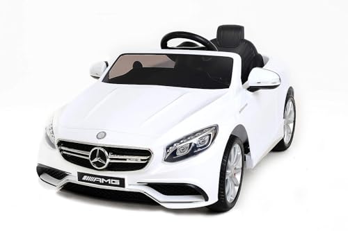 Coche eléctrico Infantil Mercedes AMG S63 con Mando, Luces LED, Ruedas EVA y batería 12V niños de 2 a 6 años   Blanco