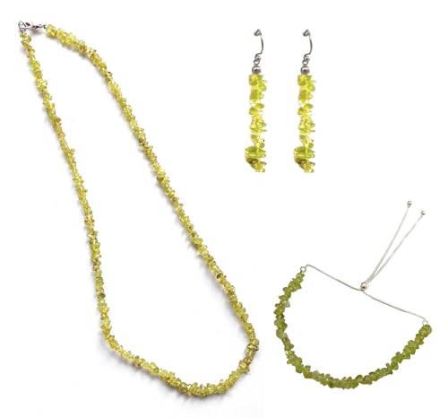 Juego de joyas de peridoto de regalo ideal con collar pulsera y aretes de plata