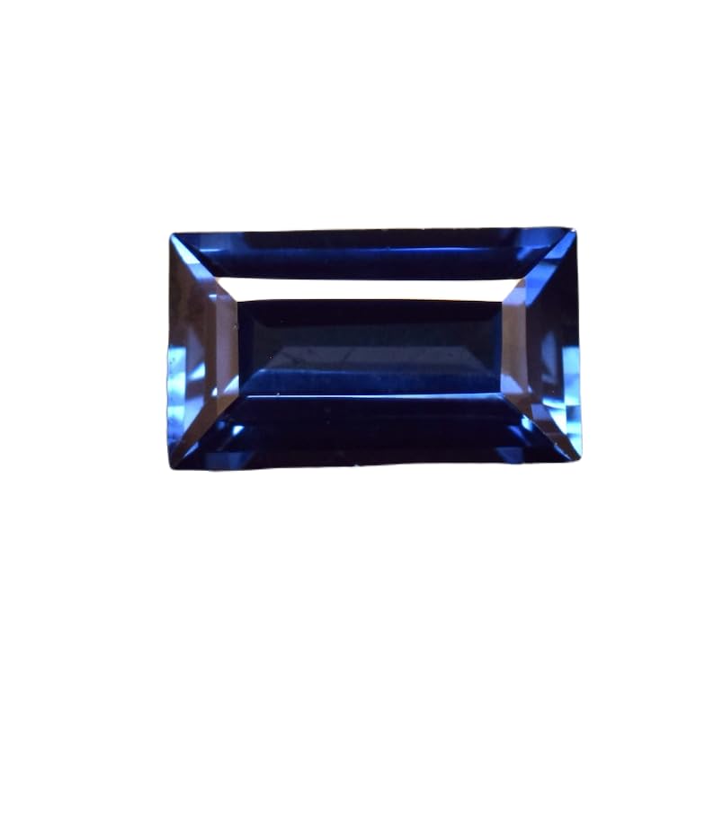 Saphir bleu naturel taillé émeraude 11.8x6x5mm pour création de bijoux de luxe unique