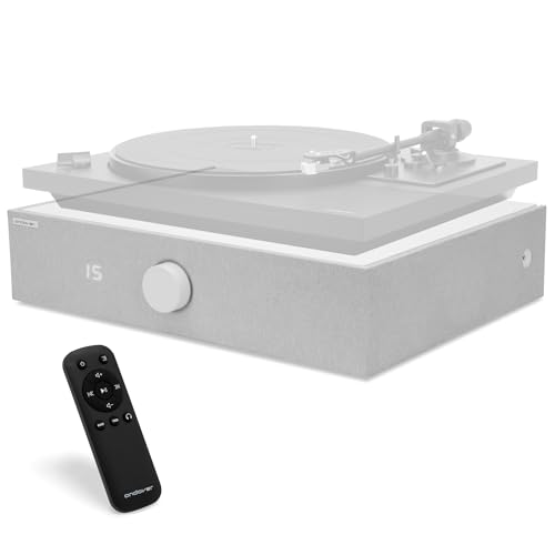 Andover Audio SpinBase MAX 2 Premium Speaker System - Bluetooth Streaming Phono Pre-Amp Capacitive Controls IsoGroove Technology Ideal for Turntables Home Theater and Hi-Fi Sound Setup - White
