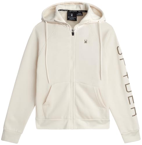 Spyder Womens Fleece Hoodie - Athletic Performance Full Zip Up Soft Fleece Hooded Sweatshirt (Available in Plus Sizes), Size Large, PEARL