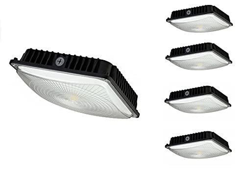 KRLED 120W LED Canopy Light (300W Equivalent) Industrial Waterproof Outdoor High Bay Balcony Car Park Lane Gas Station Ceiling Light 5500K Pack-5
