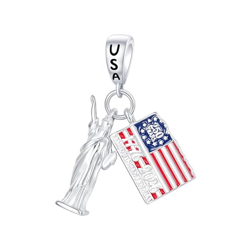LUXILLA 250th Anniversary of the Statue of Liberty Charm 925 Sterling Silver Fits Bracelets Necklace Pendant Bead Jewelry Gift for Women Family Friends