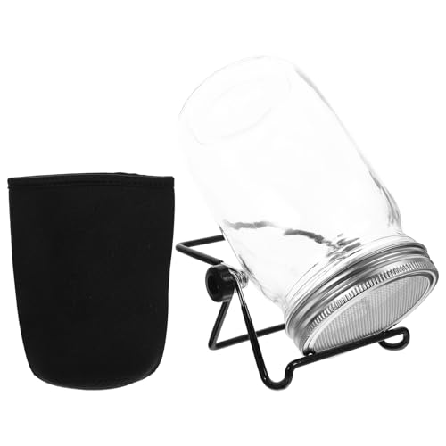 iplusmile Kit per Germinazione Semi con Barattolo a Bocca Larga da 32oz in Vetro Supporto e Coperchio in Acciaio Inox con Rete Sacco Ombreggiante per Germogli Accessori per Coltivazione