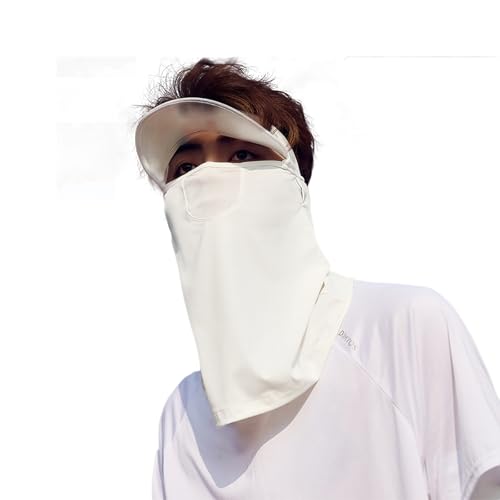 Máscara facial unisex de protección solar, cubierta facial transpirable de seda de hielo, polaina refrescante para el cuello para actividades al aire libre de verano, Blanco, talla única