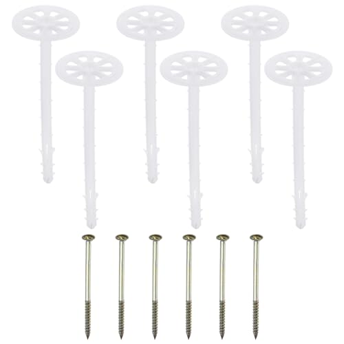 Image of PATIKIL 182mm Perforated Insulation Pins, 30 Pack Insulating Nails Wall Plug Plastic Expansion Bolt for Fixing Foam Boards to Masonry Wall or Ceiling