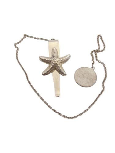 Marque-page argent 925 Étoile Echinoderma avec chaîne bijou pour livre