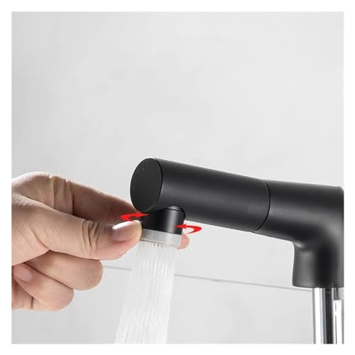 Grifo de lavabo extraíble ZH1YFD en latón negro con 2 mangueras para agua fría y caliente 5