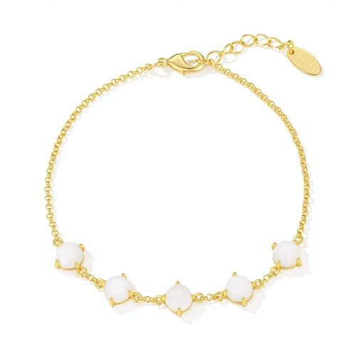 Bracelet en nacre véritable plaqué or jaune 18 carats ajustable