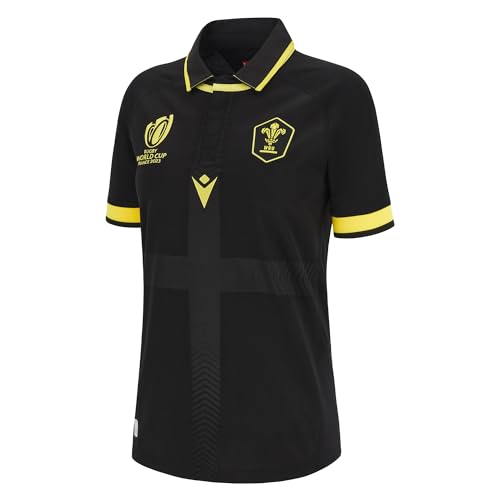Image of Macron Wales WRU RWC 23 Womens Away Rugby Shirt (UK, Numeric, 22, Regular, Regular, Black)