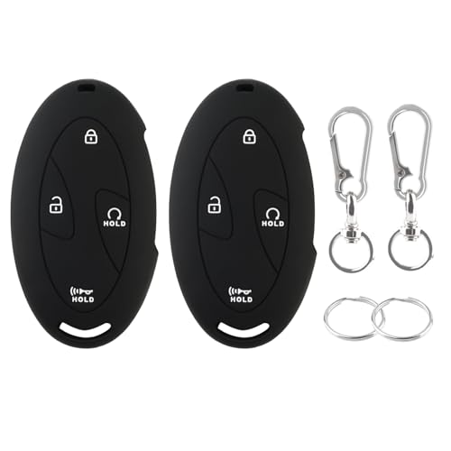 Silicone Key Fob Cover for Hyundai 2024-2026 Tucson Elantra Santa Fe Kona Sonata IONIQ,4/5/7 Button Remote Key Protector with Key Ring & Keychain,2 Pack(Black+Black)