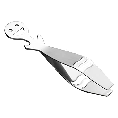 HOMRAA 2 Stainless Steel Fishbone Clips - Stainless Steel Fish Bone Tongs with Thickening Steel,Fishbone Tool Ergonomics Design Tail Smiling Face Hanging Hole