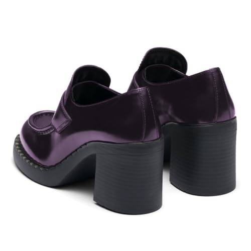 Maiyang Women Classic Chunky Block Mid Heel Platform Loafers Round Toe Slip on Comfortable Casual Daily Pump Shoes Size 4-16 US4