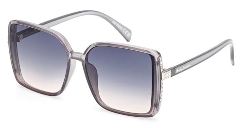 Harley-Davidson Women's Rhinestone Glam Oversized Sunglasses, Blue Frames