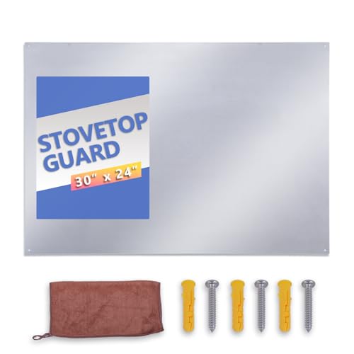 UFaucet 30 x 24 Inch Stainless Steel Backsplash for Kitchen Wall, Easy Install Range Hood Stove Backsplash Stainless Steel Protector, Metal Panel with Pre-drilled Hole