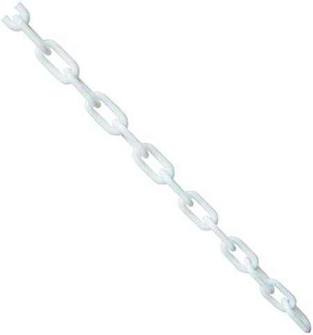 N / A Warning Chain,Plastic Warning Chain Warning Safety Parking Space Plastic Chain with 2 Plastic Hooks Link Repair for Crowd Control, Traffic, Queuing Line (White, 6mm x 2m)