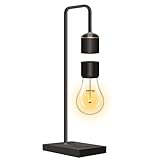 Floatidea Magnetic Levitating Light Bulb Levitation Plastic Black Table Lamps Zero-Gravity Warm White LED Night Light Floating Lamp for Bedrooms Decoration Office Desk Toys Cool Festival Gifts