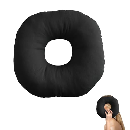Mineup Ear Piercing Pillow, 11 Inch Piercing Pillow for Side Sleepers, Donut Pillows for Ear, O-Shaped Pillowss, Ear Guard Pillows for Piercing Aftercare, Releasing Ear Pain, Sleeping Guard (Black)
