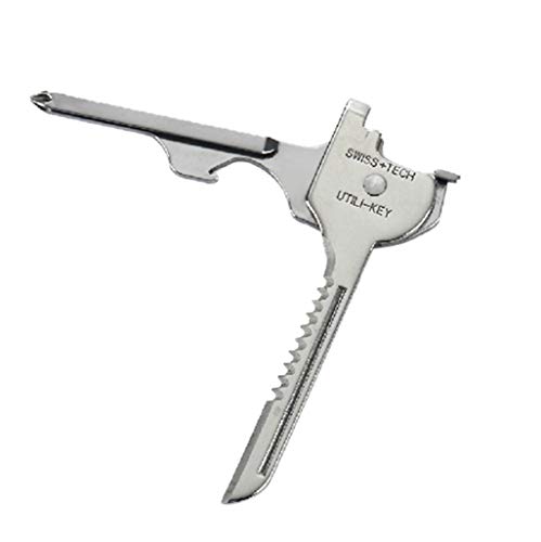 Keyring Tool in1 Keychain 6 Opener Stainless EDC Utili-Key Multi Screwdriver Tools & Home Improvement Small Electronic Case (Silver, One Size)