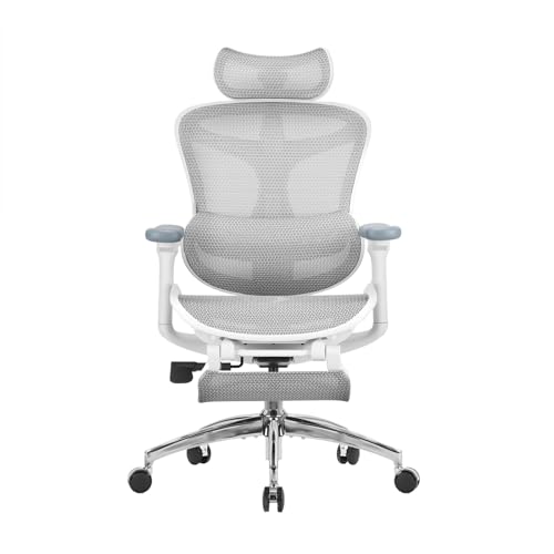 SIHOO DORO-C300L-A3-102-JT Ergonomic Reclining Office Chair, Ergonomic Chair with High Backrest with 4D Adjustable Armrests, Comfortable Mesh and Smooth Wheels, 2 Separate Packs (White)