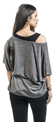 Rock Rebel by EMP Mujer Camiseta Suelta Gris con Aspecto de Doble Capa M