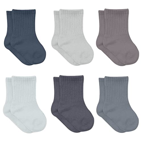 bistyle Baumwolle 6 Paar Baby Socken für Neugeborene Säugling 0-3 Monate bis 2-3 Jahre | Duftend Baby Socken | Jungen Mädchen Kleinkind Socken (as3 age 0_month 6_months Anthrazit)
