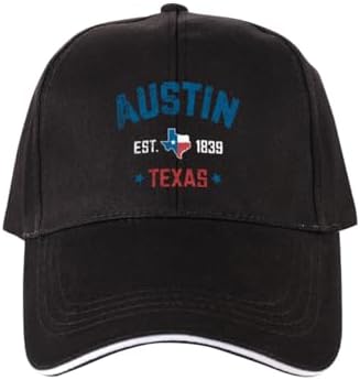 Vintage Style Austin Texas TX Athletic Sports Design Baseball Hat Trucker Hat for Men Women Baseball Cap Adjustable Dad Mom Hat Black