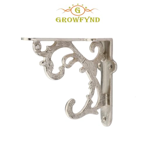 Image of Metal Handcrafted Shelf Bracket for Floating Shelves L Angle Decorative L Shaped Corner Brace Joint Heavy Duty Wall Mounted Shelf Supporter Corner Brace Holder (CP, Pack of 4)