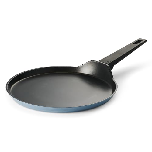 Image of TRAMONTINA Aura Dosa Tawa 30cm | Reinforced Ceramic Non-Stick Cookware | Quick & Even Heating | Low-Oil Cooking | Bakelite Handle | Induction & Gas Compatible | Blueberry