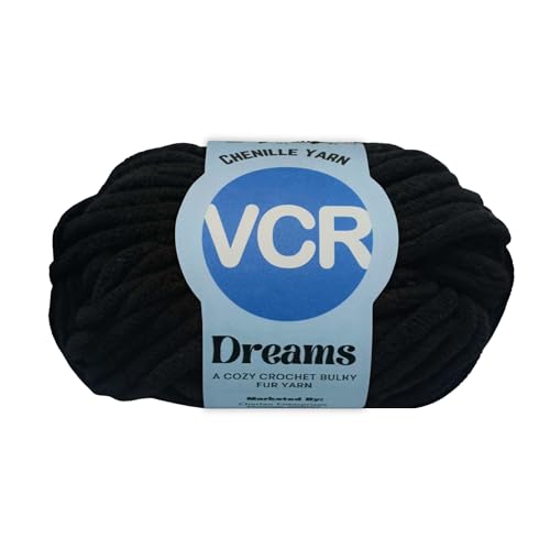 Image of VCR Black, 100 Grams Hank, 60 Meters Length, Premium Polyester Ball for Crochet and Knitting, Pack of 1 Yarn, Soft and Bulky Fur Suitable for DIY