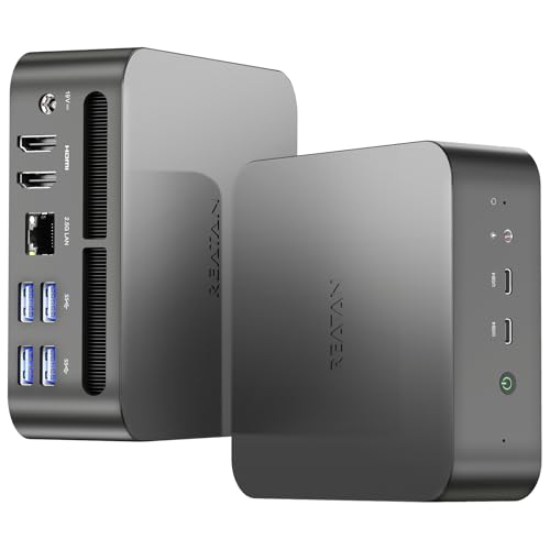 Reatan Mini Gaming PC AMD Ryzen 9 7940HS(up to 5.2GHz) 64GB DDR5 2TB(2x1TB) SSD 5600 MHz RAM, Desktop Mini Computers, Radeon 780M Graphics,Quad Display 2.5Gbps LAN, HDMI 2.1, 8K USB 4.0 Wi-Fi 6E/BT5.3