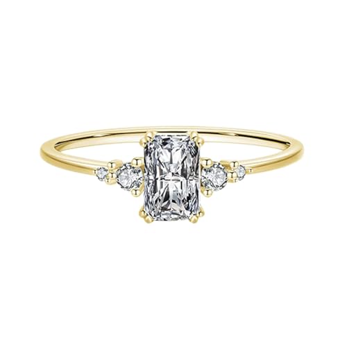 Bague fiançailles femme or argent 925 rectangle zircone cubique
