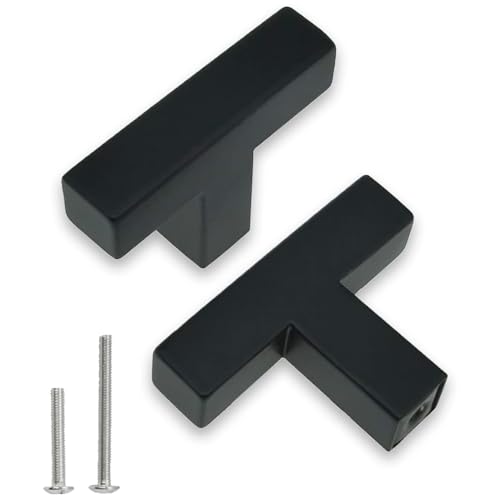 Redunest 2 Pack Matte Black Cabinet Pulls, Single Hole Drawer Handles
