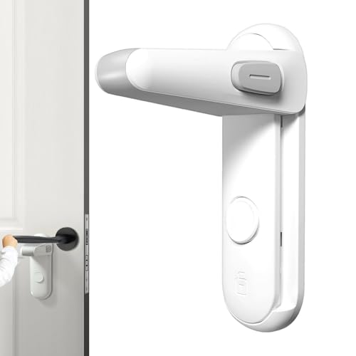 Cerradura de puerta para niños, sin perforación, mango de seguridad universal, seguridad para niños, hogar, dormitorio, sala de estar, cocina, niños, sin taladrar, pestillo de seguridad universal para
