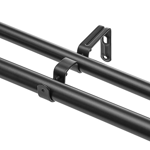 Amazon Basics 1-Inch Double Extendable Curtain Rods With Round Finials Set, 72 To 144 Inch, Black #TOP1