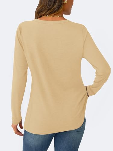 GKBK Women's Long Sleeve Shirts Casual Crewneck Tops Spring Fashion Soft Basic Tee for Work Business 2026 - image 4