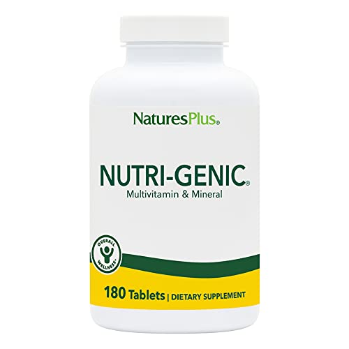 Natures Plus 097467030466 Nutri-Genic Multivitamin - 180 Vegetarian Tablets - Hypo-Allergenic Natural Multivitamin & Mineral Supplement For Sensitive People - Allergen-Free cover