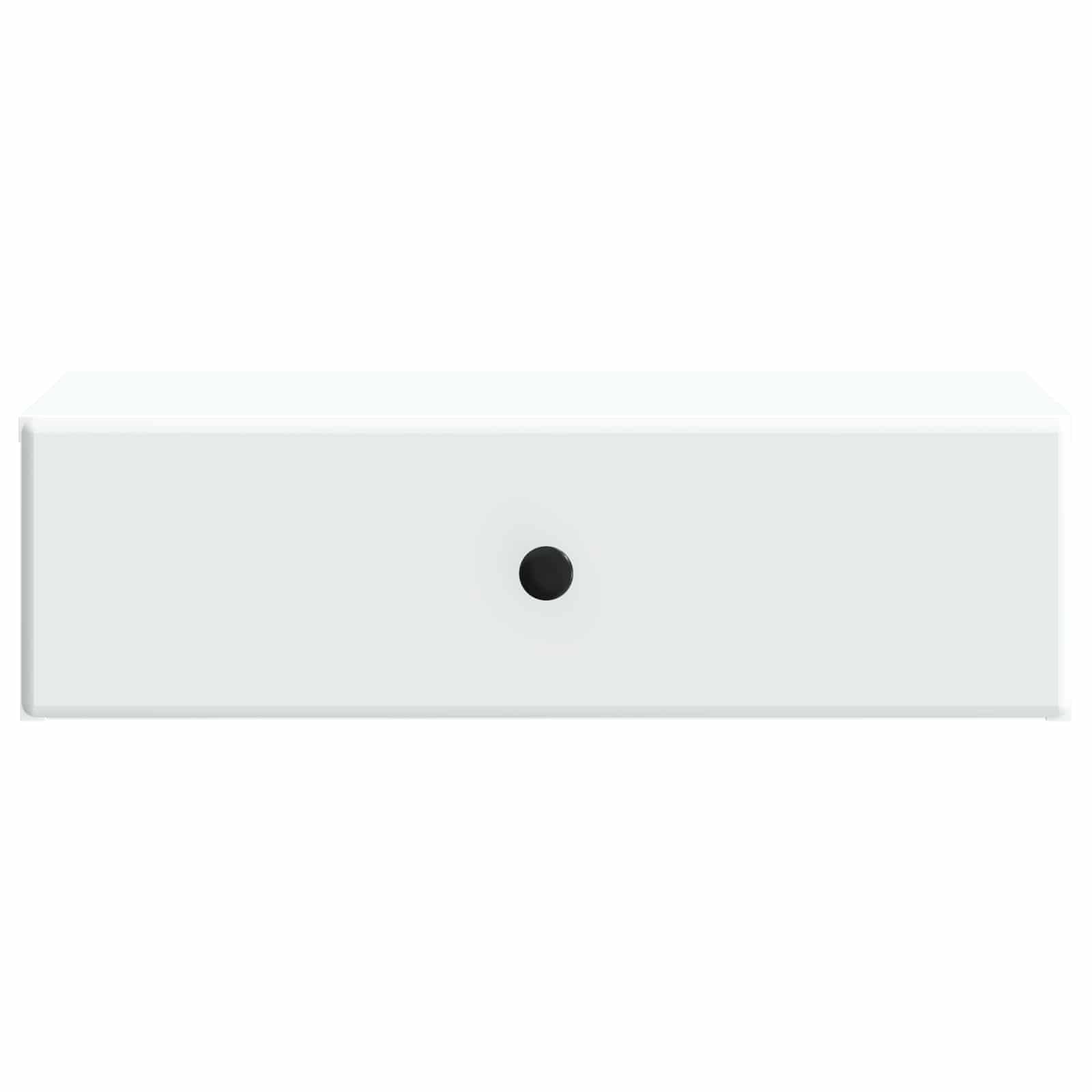 Tavolino da parete bianco, 59 x 34,5 x 17 cm, con cassetto, in legno, per soggiorno, ufficio e corridoio, organizer multiuso compatto e funzionale