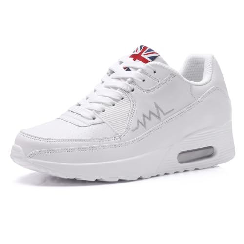 PADGENE Femme Baskets Mode Chaussures Sport Course Sneakers Fitness Gym athlétique Multisports Outdoor Casual,Blanc,40 EU