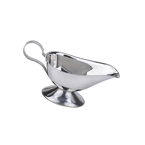 VERDANVERSE Salsiera in Acciaio Resistente Manico Ergonomico, Contenitore Per Condimenti Leggero e Portatile, Piatto Da Portata a Forma Di Barca Per Salse e Sughi in Cucina e Catering