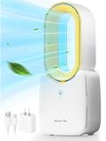 let'me Desk Fan Portable 11.8 inch Bladeless Fan with 5 Colors LED Light, Touch Control, Quiet Table Fan Small Fan for Home, Office Desks, Desktops, Bedroom