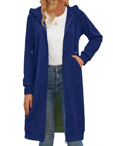Zeagoo Women's Zip Up Hoodies Oversized Fleece Long Tunic Sweatshirts Casual Long Sleeve 2024 Fall Hoodie Jacket Coat